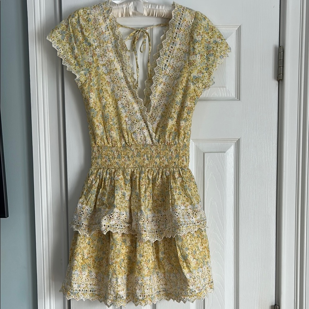 American Eagle Lace Trim Yellow Dress